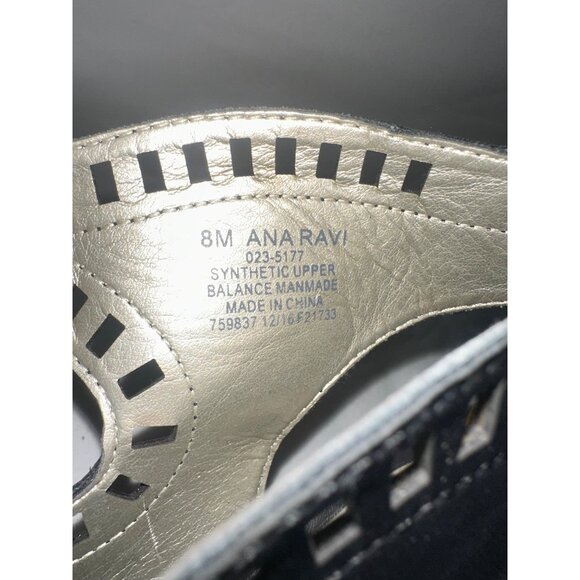 Ana Ravi Black Cutout Lace-Up Heeled Sandals With Peep Toe & Block Heel Size 8M - Picture 6 of 7